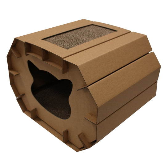 Casetta Tiragraffi in Cartone Croci – Rifugio 2-in-1 e Area Gioco per Gatti