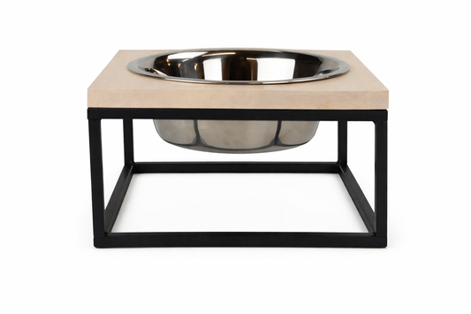 Pet-Joy The DoggyBowl Steel – Ciotola con Struttura in Acciaio e Bordo in Legno Singola
